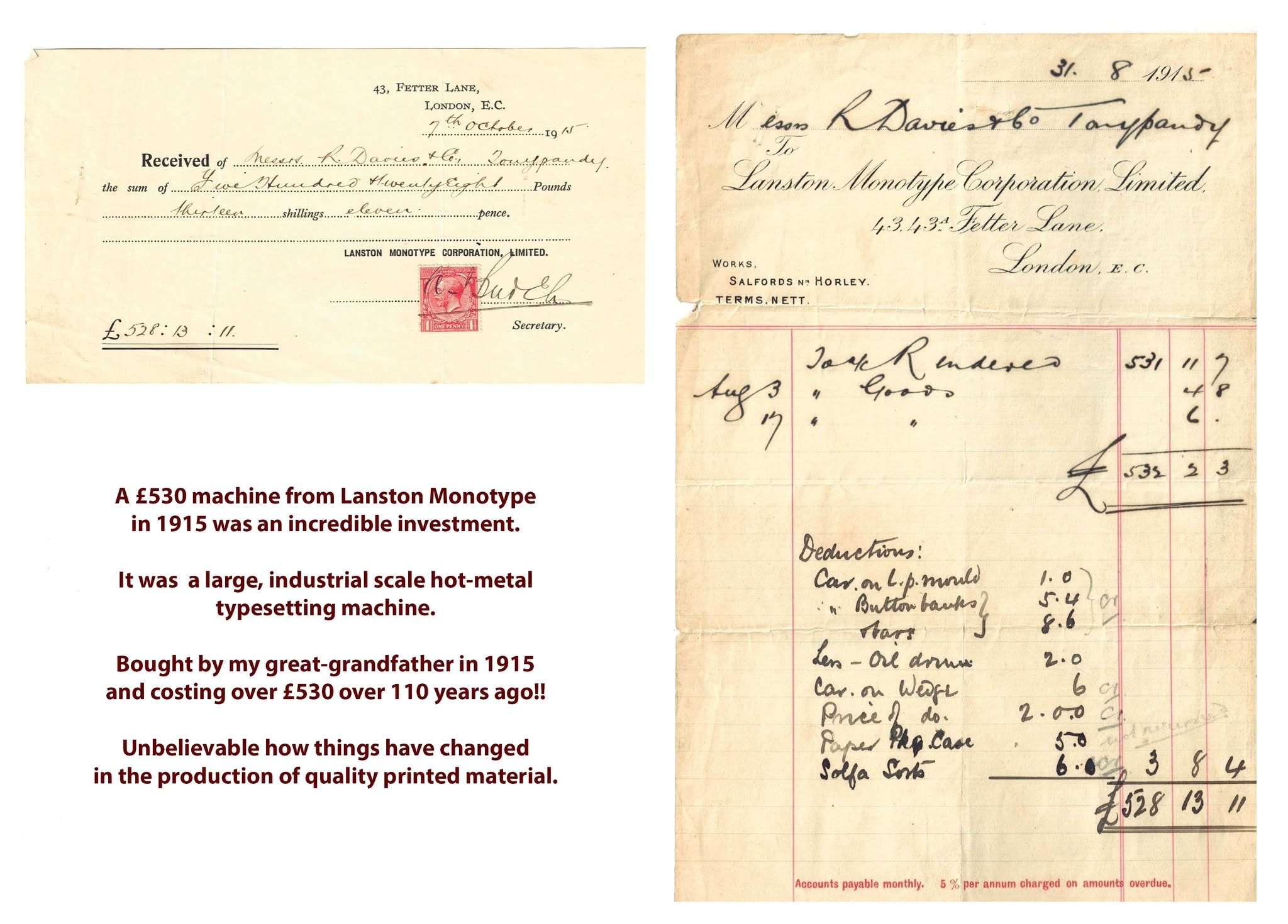 Historic Monotype invoice